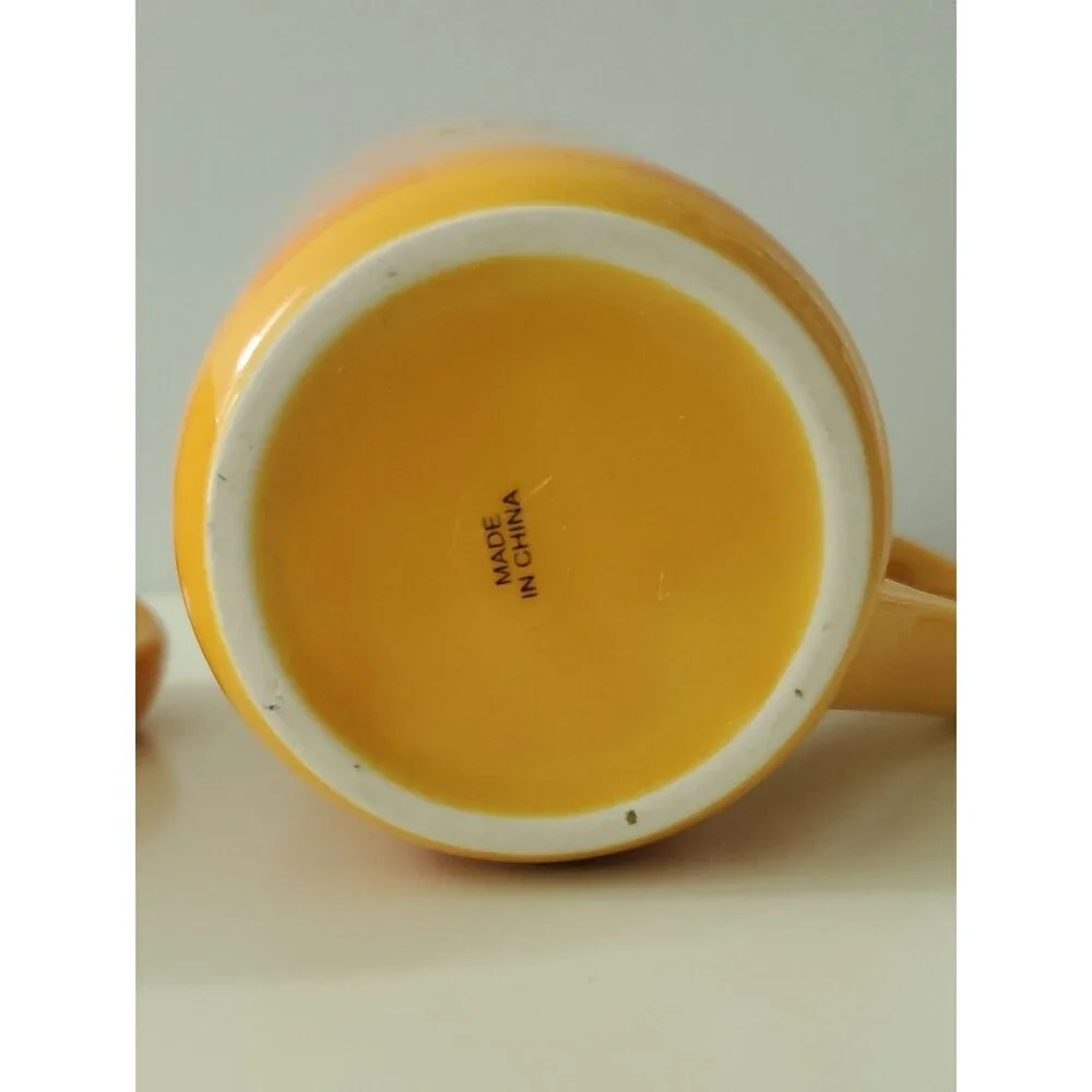 McCafe Orange Plaid Coffee Mugs 12 oz. Set Of 2